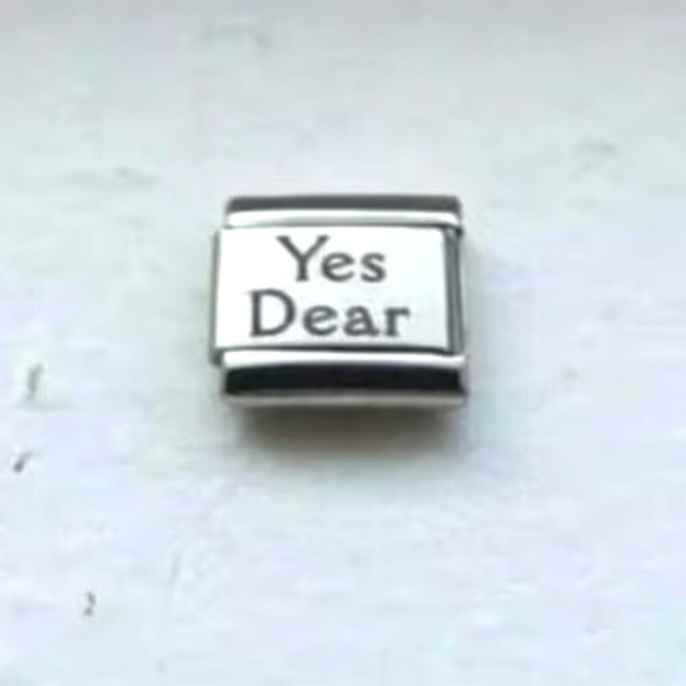 Yes Dear laser 9mm stainless steel Italian charm bracelet link new